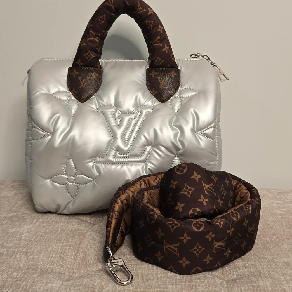 Louis Vuitton Limited Edition Silver Giant Monogram Econyl Pillow Speedy 25 - Picture 1 of 12